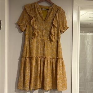 Darling mustard floral short dress Downeast size s